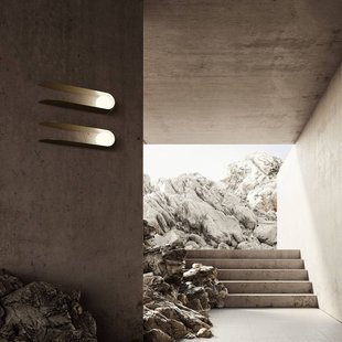 Fabbian Comet wandlamp, goudkleurig, metaal, glas, G9