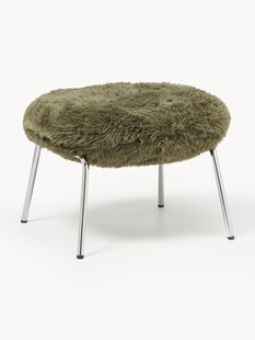 Imitatie schapenvacht kruk Luan met metalen poten
