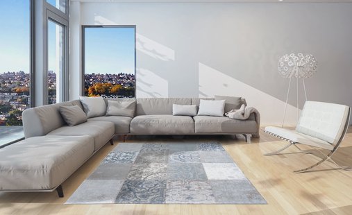 Louis de Poortere - 8981 Vintage Patchwork Bruges Blue - 280x360 cm Vloerkleed