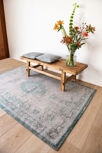 Louis de Poortere - 8259 Fading World Medallion Jade Oyster - 80x150 cm Vintage Vloerkleed