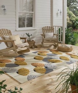 Sanderson - Dandillion Clocks-Ochre/Silver outdoor 445803 - 250x350 cm Vloerkleed