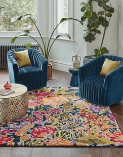 Harlequin - Aubergine Palm Apricot Indigo 143205 - 250x350 cm Vloerkleed