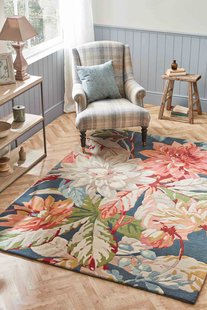 Sanderson - Dahlia & Rosehip Teal 50608 - 250x350 cm Vloerkleed