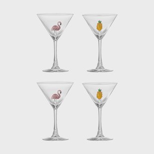 Bloomingville Misa cocktailglas 17 cl 4-delig Clear-flamingo, clear-pineapple
