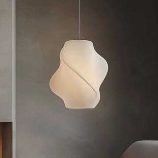 Lucande hanglamp Tovina, textiel, wit, Ø35cm