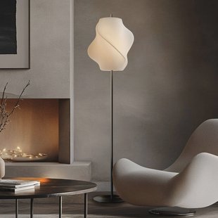 Lucande vloerlamp Tovina, textiel, wit, hoogte 165 cm