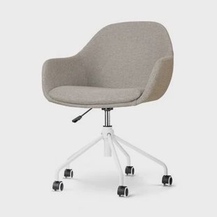 Nolon Nout-Mae Bureaustoel Warm Grijs - Armleuning - Wit Onderstel