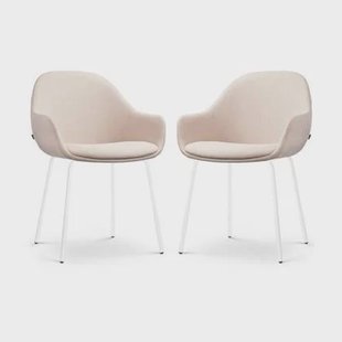 Nolon Nora-Mae Eetkamerstoelen Set van 2 - Beige - Witte Poten