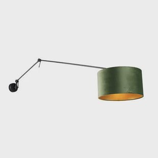 QAZQA Wandlamp zwart met velours kap groen 35 cm verstelbaar - Blitz