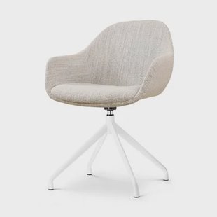 Nolon Nola-Mae Eetkamerstoel Beige Gemêleerd - Draaibaar Wit Onderstel Nolon Nola-Mae Eetkamerstoel Beige Gemêleerd - Draaibaar Wit Onderstel