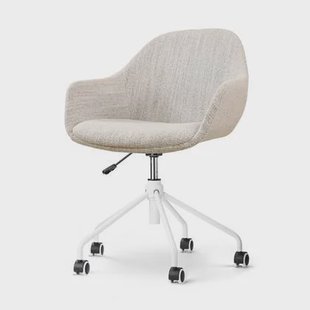 Nolon Nout-Mae Bureaustoel Beige Gemêleerd- Armleuning - Wit Onderstel