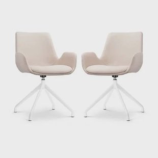 Nolon Nola-Eef Draaibare Eetkamerstoelen Beige - Wit - 2x