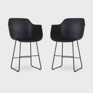 Nolon Nino-Puk barkruk zwart - zwart onderstel - 65 cm - set van 2