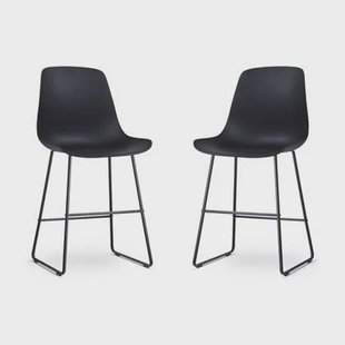 Nolon Nino-Pip barkruk zwart - zwart onderstel - 65 cm - set van 2