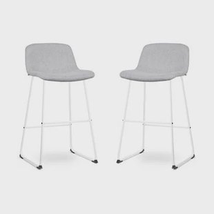 Nolon Nino-Mats Barkrukken Set van 2 - Lichtgrijs - Wit - 75 cm