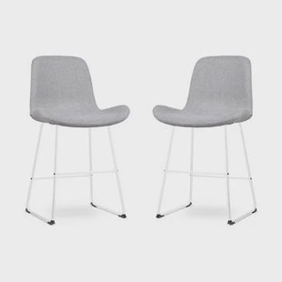 Nolon Nino-Fé Barkrukken Set van 2 - Lichtgrijs - Wit - 65 cm