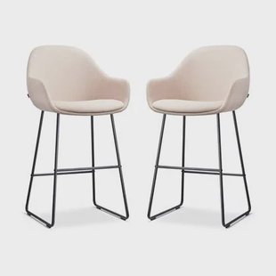 Nolon Nino-Mae Barkrukken Set van 2 - Beige - Zwart - 65 cm