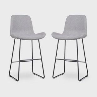 Nolon Nino-Fé Barkrukken Set van 2 - Lichtgrijs - Zwart - 75 cm