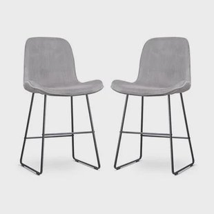 Nolon Nino-Fé Barkrukken Set van 2 Ribstof Warm Grijs - Zwart - 65 cm