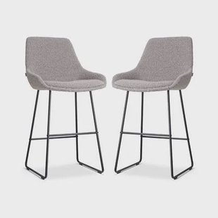 Nolon Nino-Isa Barkrukken Set van 2 - Bouclé Taupe - Zwart - 65 cm