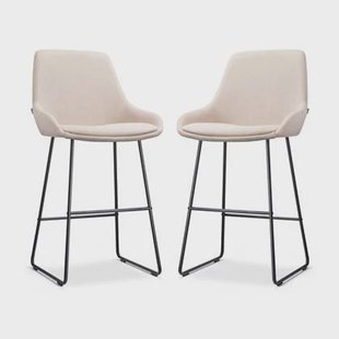 Nolon Nino-Isa Barkrukken Set van 2 - Beige - Zwart - 65 cm