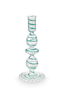 Pip Studio Kandelaar Glas Swirl Licht Blauw 20cm