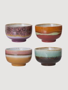 Handbeschilderde schalen 70&#039;s van keramiek, set van 4