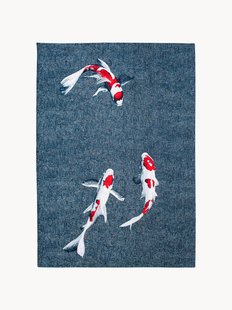 Platgeweven jacquard vloerkleed Koi