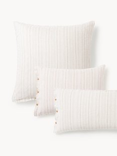 Gewassen linnen kussenhoes Telma met strepen