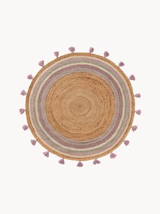 Ronde handgeweven kindervloerkleed Lovis van jute