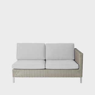 Cane-line Connect modulaire bank 2-zits taupe, links, witte kussens