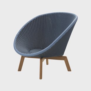 Cane-line Peacock Weave loungestoel Midnight/dusty blue, poten in teak