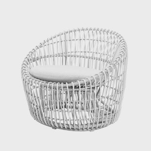 Cane-line Nest Rond loungestoel Cane-Line Natté white, wit rotting