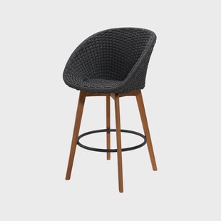 Cane-line Peacockbarkruk Dark grey, poten van teak