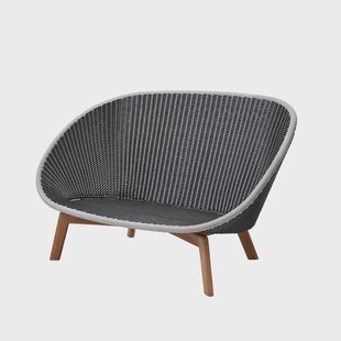 Cane-line Peacock Weave bank 2-sits grey/light grey, poten van teak