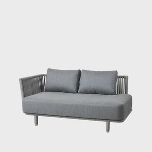 Cane-line Moments modulaire bank 2-zits grijs, rechts, Cane-Line soft rope