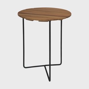 Grythyttan Stålmöbler Table 6B tafel Ø60 cm Onbehandeld teak-zwart