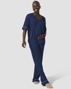 HEMA Dames pyjamabroek viscose donkerblauw (donkerblauw)