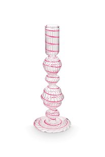 Pip Studio Kandelaar Glas Swirl Roze 22cm
