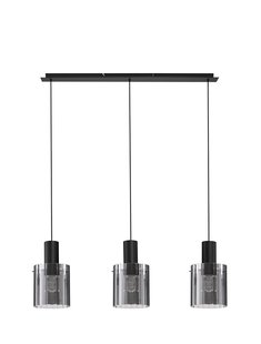 Nova Luce Mirbi - hanglamp - 96 x 18 x 120 cm - zandzwart en rokerig glas