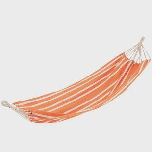 J-Line hangmat Strepen - katoen|polyester - oranje|wit J-Line hangmat Strepen - katoen|polyester - oranje|wit
