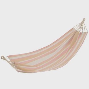 J-Line hangmat Strepen - katoen|polyester - wit|beige|lichtroze J-Line hangmat Strepen - katoen|polyester - wit|beige|lichtroze