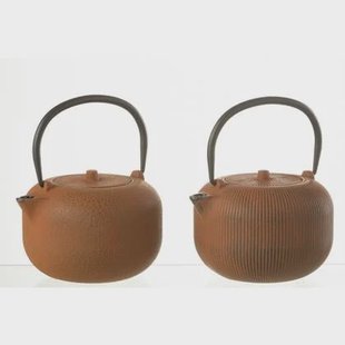 J-Line theepot - metaal - bruin - 2 stuks