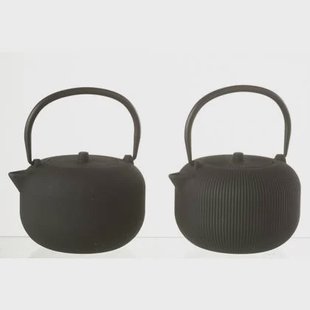 J-Line theepot - metaal - zwart - 2 stuks J-Line theepot - metaal - zwart - 2 stuks