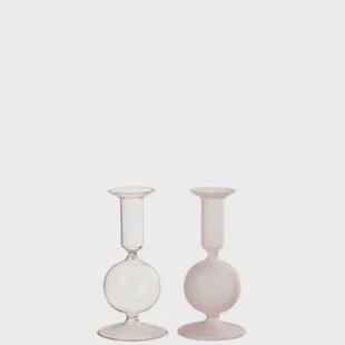 J-Line kaarshouder Bal - glas - transparant|lichtroze - 2 stuks