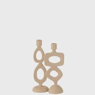 J-Line kaarshouder Ringen - aluminium - beige - 2 stuks