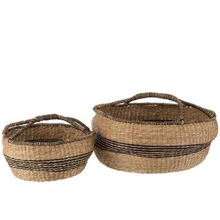 J-Line mand Rond - zeegras - naturel - set van 2 J-Line mand Rond - zeegras - naturel - set van 2