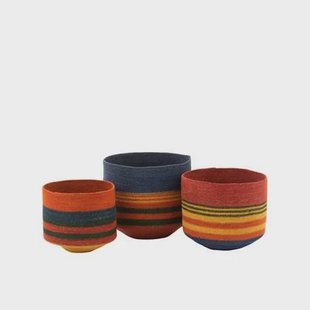 J-Line mand Rond Met Kleine Voet + Strepen - zeegras - 3 stu