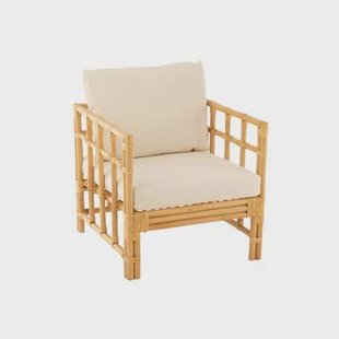 J-Line armstoel Elise Kkussen - rotan|textiel - naturel|wit J-Line armstoel Elise + Kkussen - rotan|textiel - naturel|wit