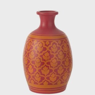 J-Line vaas Bloemen + Lijnen - keramiek - roze|oranje - 43